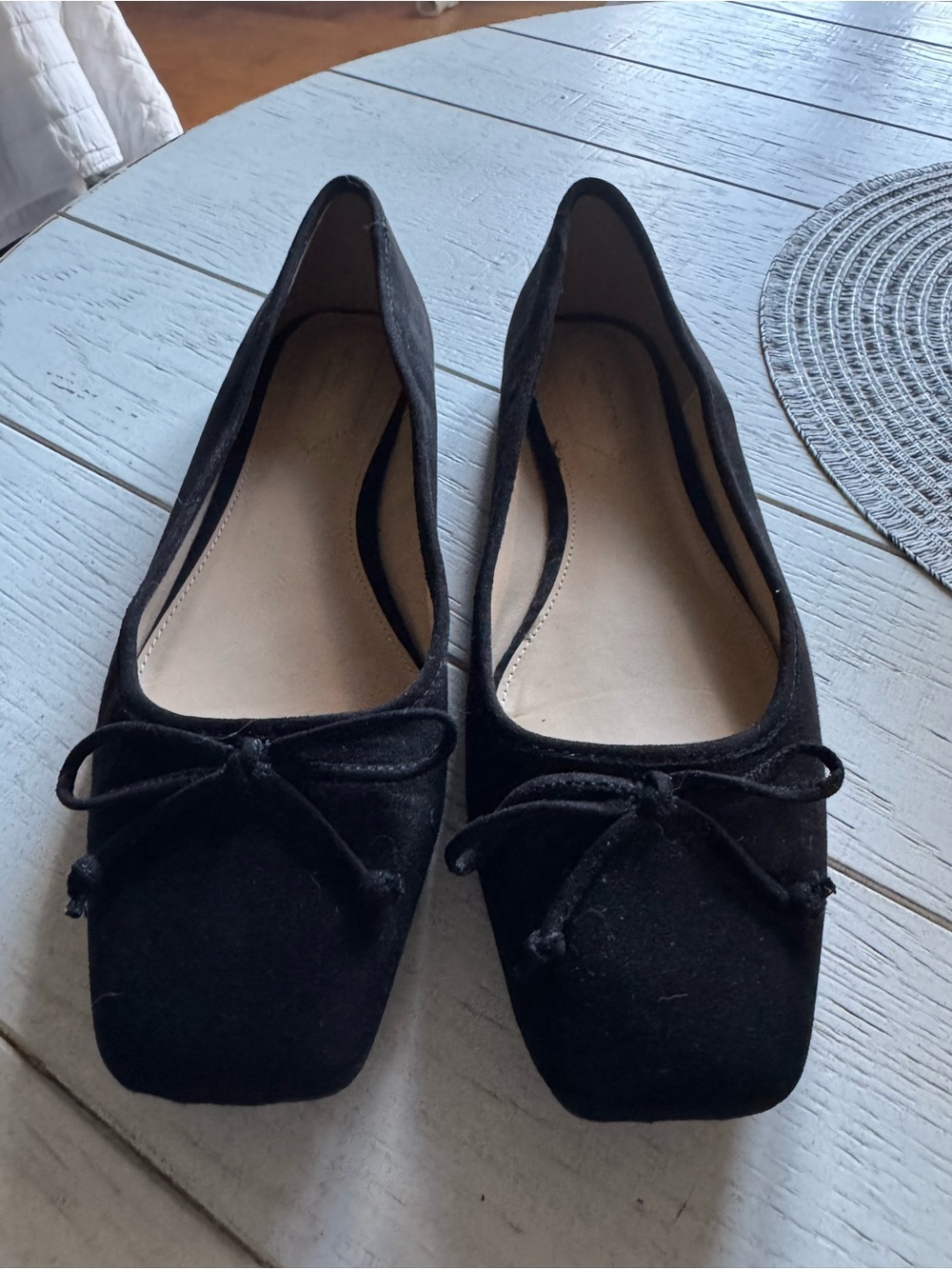 Liz Claiborne Black Square-Toe Ballet Flats with Bow size 9.5